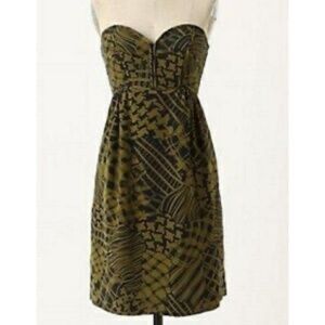 Anthropologie Maple Silk Strapless Quilted Top Dress ~ Size 0